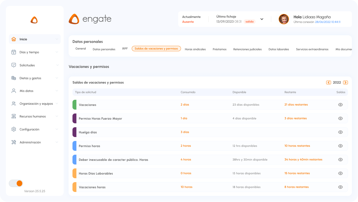 Saldos de vacaciones